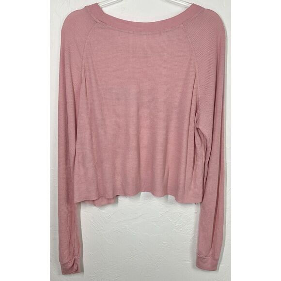 Wildfox Small Pink Waffle Knit Dog Person Felt Long Sleeve Top New Women - Picture 5 of 6